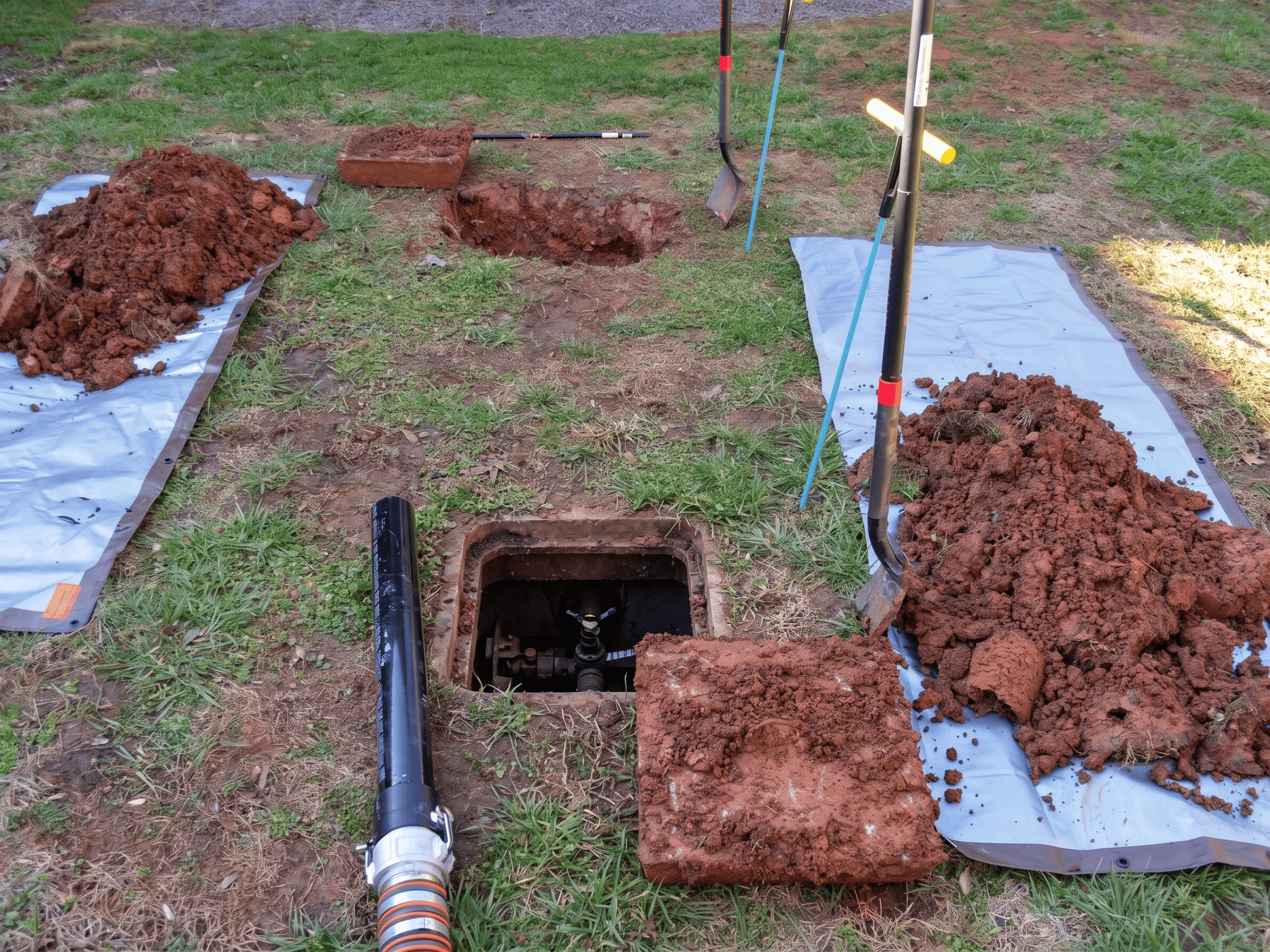 restored backyard with healthy lawn and discreet septic access after professional septic repairs